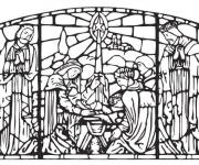 Coloriage D&eacute;coration vitrail religieuse