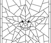 Coloriage Etoile dans une d&eacute;coration vitrail