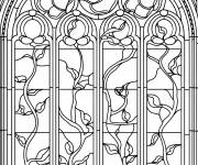 Coloriage Fen&ecirc;tre de cath&eacute;drale &agrave; motif