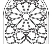 Coloriage Fen&ecirc;tre en vitrail facile