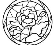 Coloriage Fleur en vitrail rond
