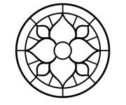 Coloriage Fleur facile dans un vitrail rond