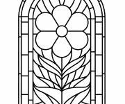 Coloriage Fleur forme dans un vitrail