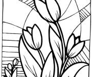 Coloriage Fleur tulipe en vitrail