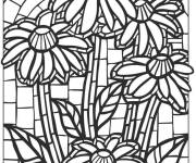 Coloriage Fleurs Marguerites en vitrail
