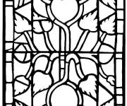 Coloriage Fleurs vitrail pour enfants