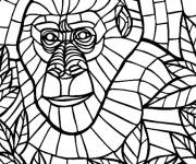 Coloriage Gorille en d&eacute;coration vitrail