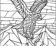 Coloriage Gros aigle en vitrail