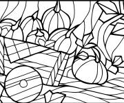 Coloriage Halloween dans une d&eacute;coration en vitrail