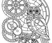 Coloriage Hibou en vitrail cp