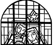 Coloriage Homme et femme en vitrail