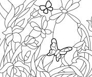 Coloriage Jardin en fleurs vitrail