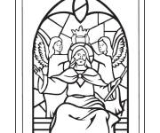 Coloriage J&eacute;sus et ange en vitrail