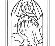 Coloriage La vierge Marie en vitrail