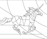Coloriage et dessins gratuit Licorne en vitrail en courant à imprimer