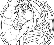 Coloriage Licorne mignon sur le vitrail