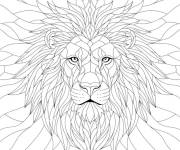 Coloriage Lion adulte en vitrail