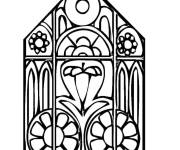 Coloriage Maison d&eacute;cor&eacute; dans un vitrail