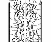 Coloriage M&eacute;duse sinueuse en vitrail