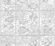 Coloriage Monde du fond marin en vitrail