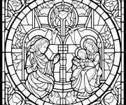 Coloriage Motif de vitrail de cath&eacute;drale