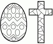 Coloriage Oeuf de Paque et croix en vitrail