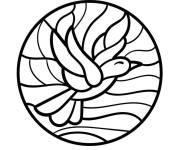 Coloriage Oiseau dans un vitrail rond
