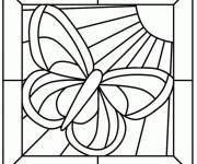 Coloriage Papillon en vitrail