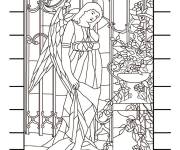 Coloriage Paysage d'ange en d&eacute;coration vitrail