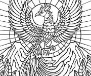 Coloriage Paysage de Phoenix s'&eacute;levant au-dessus des montagnes