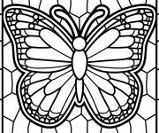 Coloriage Petite papillon mignon en vitrail