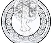 Coloriage Raiponce en vitrail