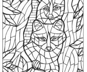 Coloriage Ratons laveurs en vitrail