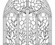 Coloriage Rosace gothique en vitrail
