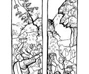 Coloriage Sc&egrave;ne mystique en vitrail