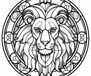 Coloriage Signe du zodiaque lion en vitrail