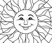 Coloriage Soleil heureux en vitrail