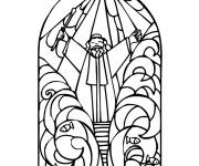 Coloriage et dessins gratuit Symbole religieux en vitrail à imprimer