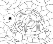 Coloriage Tortue dans une d&eacute;coration vitrail
