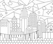 Coloriage Ville en vitrail