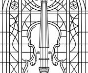 Coloriage Violon classique en vitrail