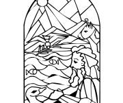Coloriage et dessins gratuit Vitrai representant une histoire religieuse à imprimer