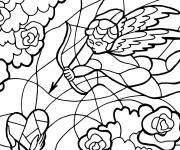 Coloriage Vitrail ange Cupidon