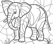 Coloriage Vitrail B&eacute;b&eacute; &Eacute;l&eacute;phant