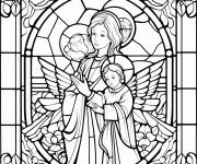 Coloriage Vitrail d'ange en ligne