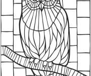 Coloriage Vitrail d'un hibou