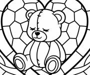 Coloriage Vitrail d'un Ours en peluche dormant