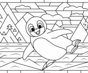 Coloriage Vitrail d'un Pingouin souriant
