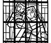 Coloriage Vitrail dans l'&eacute;glise de l'Immacul&eacute;e