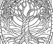Coloriage Vitrail de Arbre de vie tordu